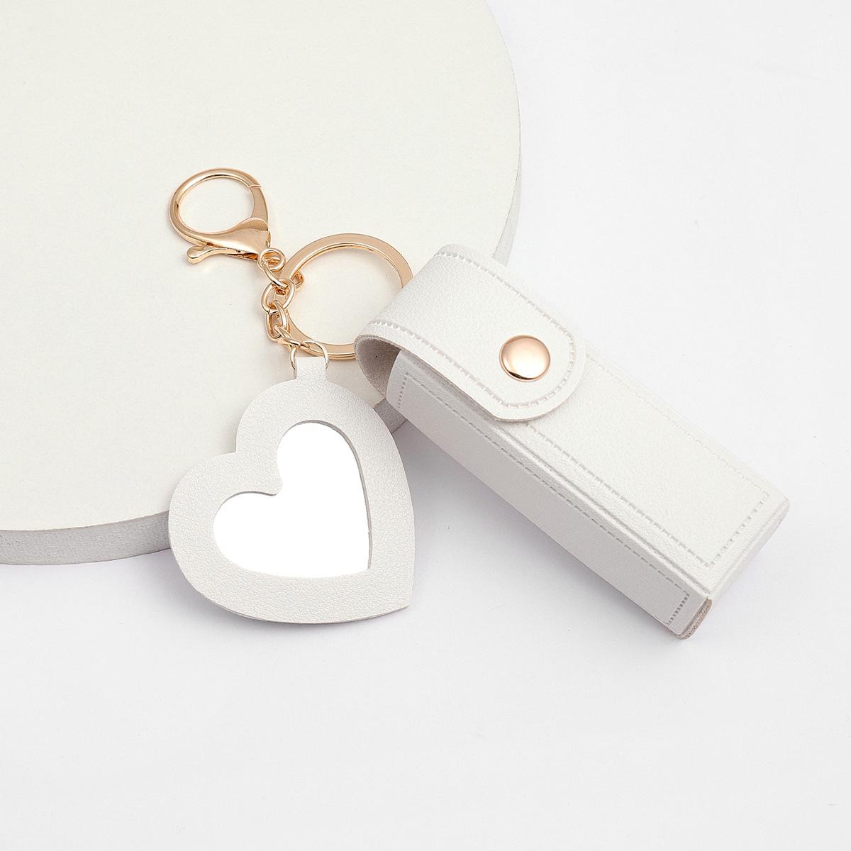 

Glass Mirror Keychain Pendant, Heart-shaped PU Coin Purse, Creative Gift, Small Jewelry Charm белый