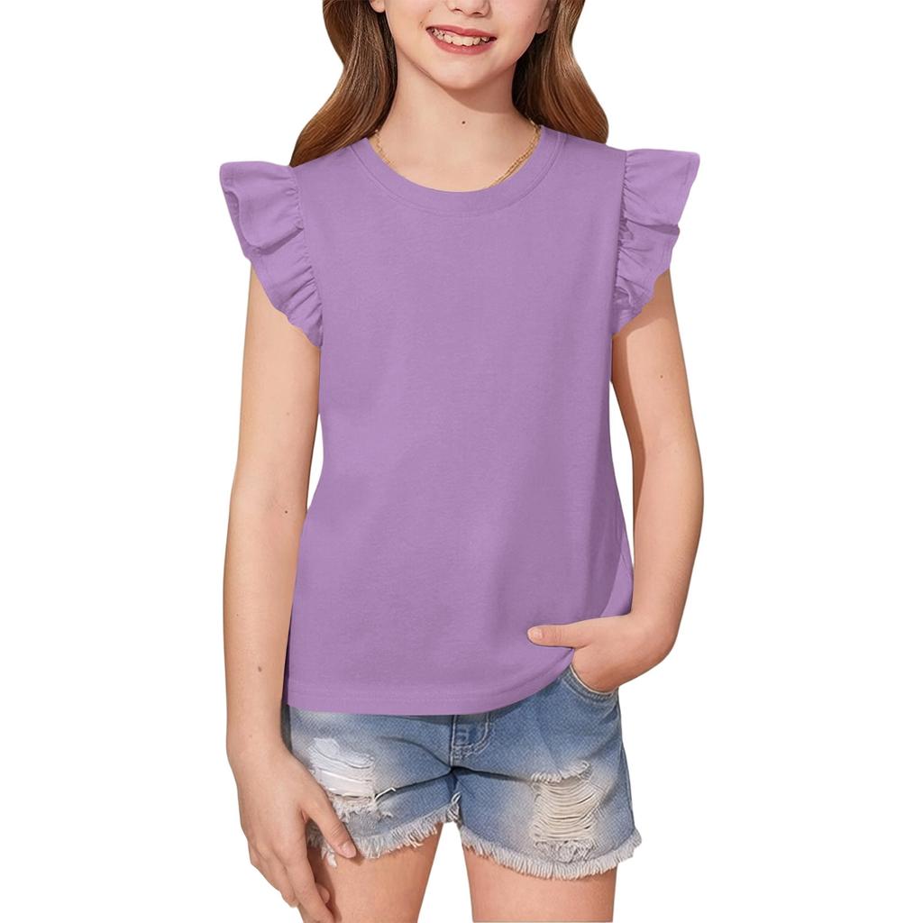 Dziecięca casualowa koszulka z paskami, z rękawami typu "latający rękaw", z okrągłym dekoltem, modny top