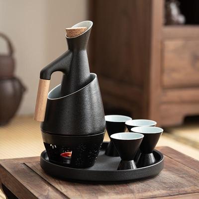 Qiuchen Wenjiuqi Antique-Style Japanese Sake Set - Hot Sake Pot with Wine Cups for Household Use
