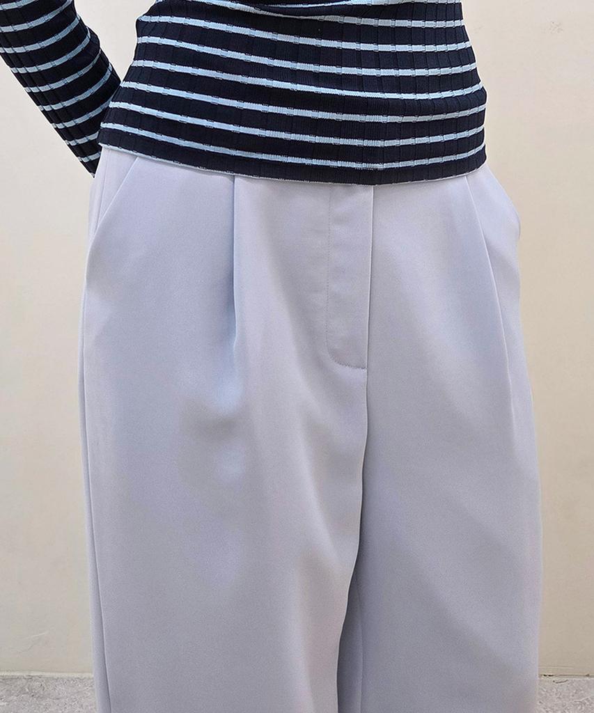 YUJEEOT Light Blue Single-Pleat Wide Pants
