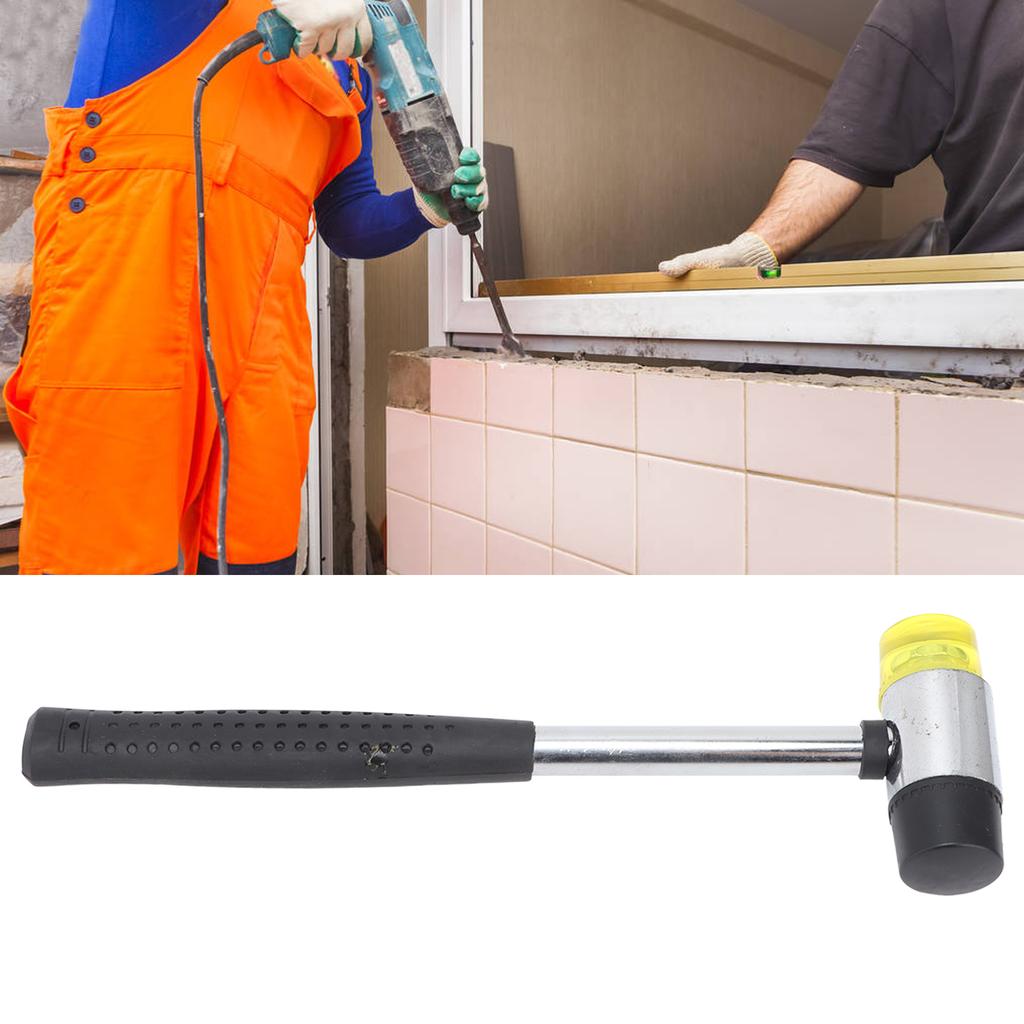 Rubber Hammer Double Faced Steel Pipe Handle Hand Tool for Installation Repair