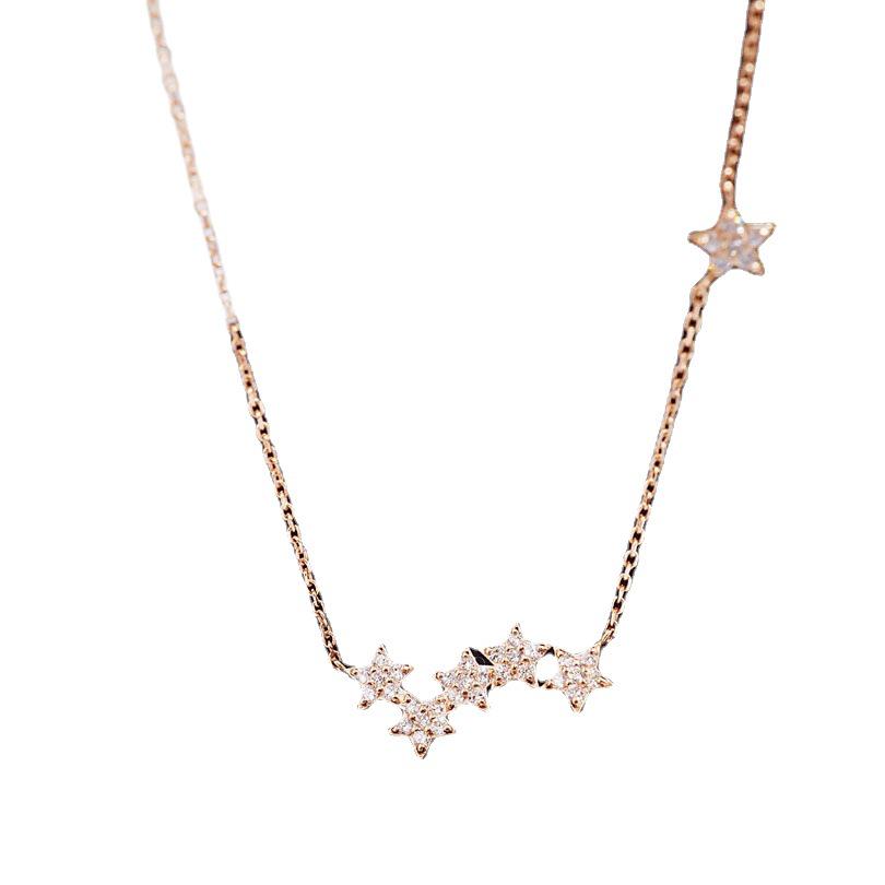Gold-Plated S925 Sterling Silver Star Pendant Necklace - Light Luxury Korean Style for Women