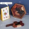 Hexagon Tangram Puzzle Wooden Jigsaw 7 Pieces for Children and Adults Challenging Brain Training Logic Toy Home Play