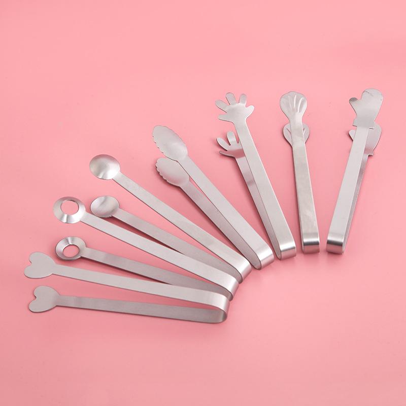 Stainless Steel Mini Food Clips For Sugar Cubes Ice Cube Tweezers Cute Baking Pastry Cake Decoration Candy Dessert Clips