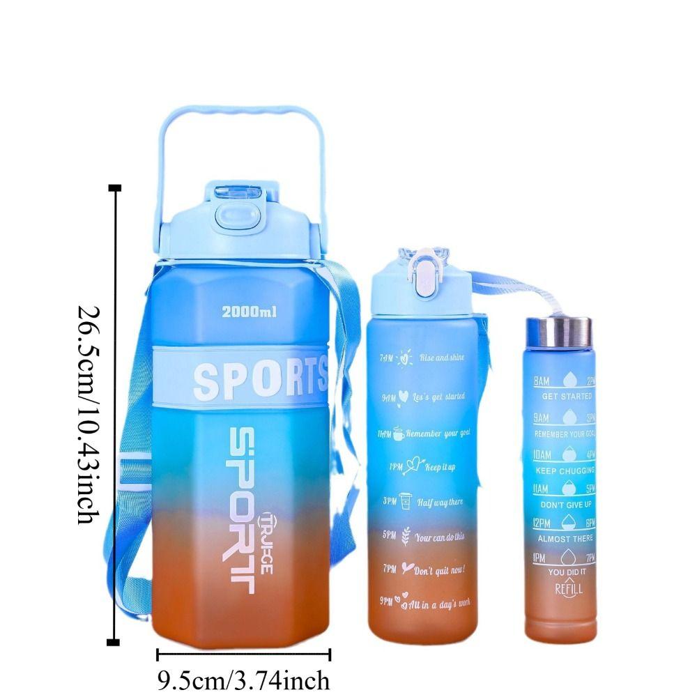 Three Piece Set Leak Proof Colorful Cup Large Capacity Fitness Sports Kettle  Running
