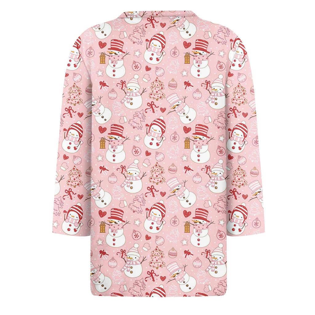 Damska modna luźna koszulka z okrągłym dekoltem i 3/4 rękawami, z nadrukiem i luźnym nadrukiem