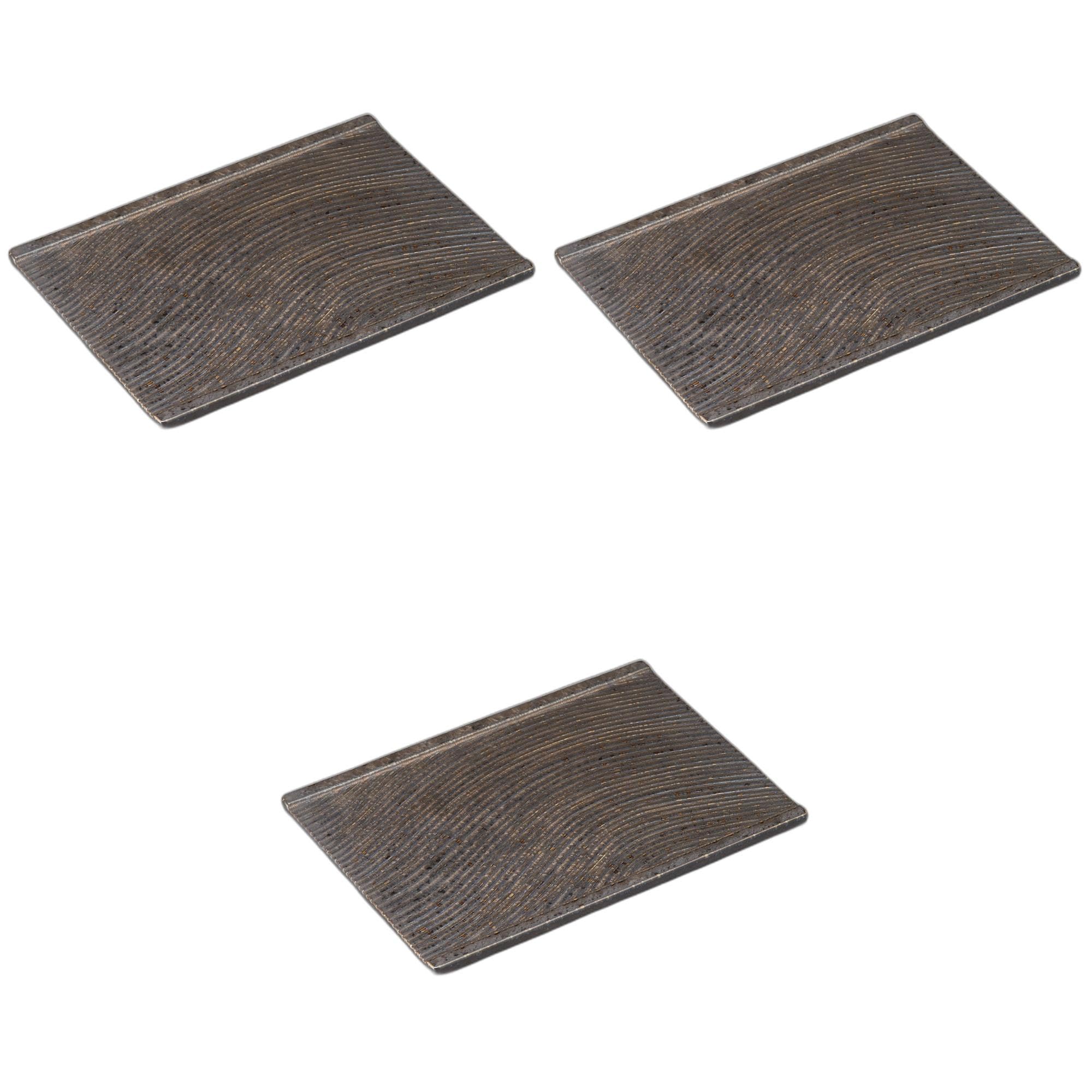 

Set of 3 Gold Crystal Flowing Water Carving Ceramic Plates x x Ceramic Ceramic Plates by Setomonohonpo [22 15.5 1.1 cm]