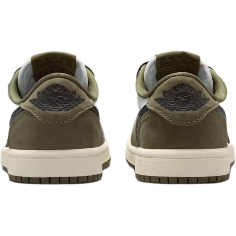 Jordan Air Jordan 1 Low top Basketball Shoes White Green Kids' HQ6996-200