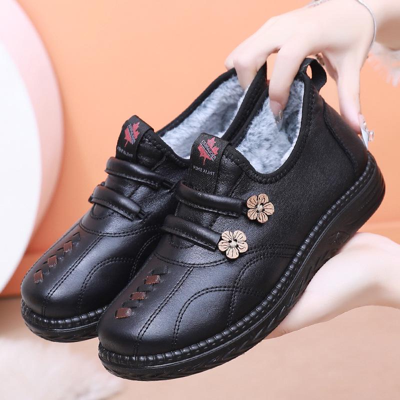 

Женские зимние туфли на флисовой подкладке в старом пекинском стиле - Теплые, утолщенные, нескользящая мягкая подошва, ботинки бабушки 39 чёрный