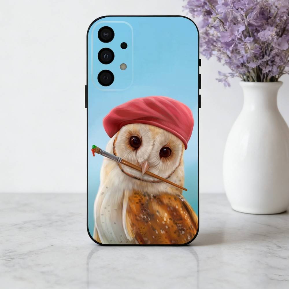 Cute Owl Art Phone Case For Samsung Galaxy A73,A72,A71,A70,A53,A52,A51,Others Soft Black Cover Samsung a52