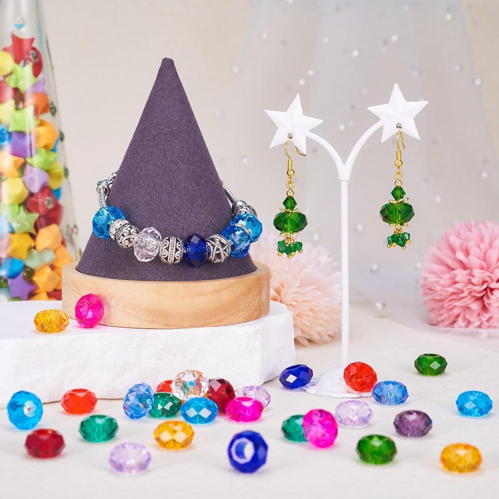 20/60/120 Pcs Faceted Rondelle Beads Color No Metal Core Large Hole European Beads Loose Slide Spacer Resin Beads Necklace Jewelry Making