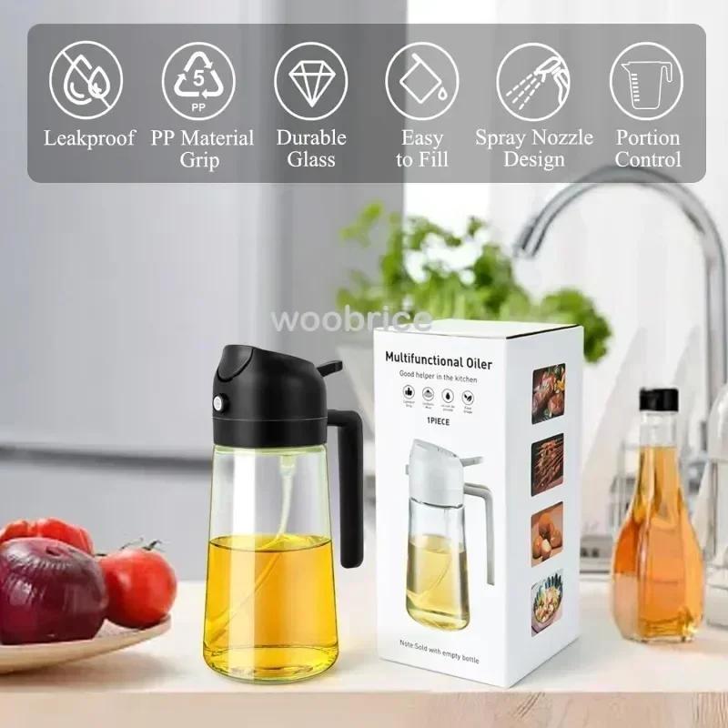 Bottiglia in Vetro a Doppio Uso per Olio Spruzzatore da Cucina Bottiglia Spruzzatrice per Oli da Cucina Lattina Spray per Oli da Cucina Bottiglia Spruzzatrice per Olio a Prova di Perdite Domestica