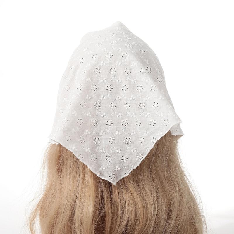 Adjustable Lace Flower Headscarf Bandana Hairband For Women Breathable Hair Accessory Summer Vacation Headpiece