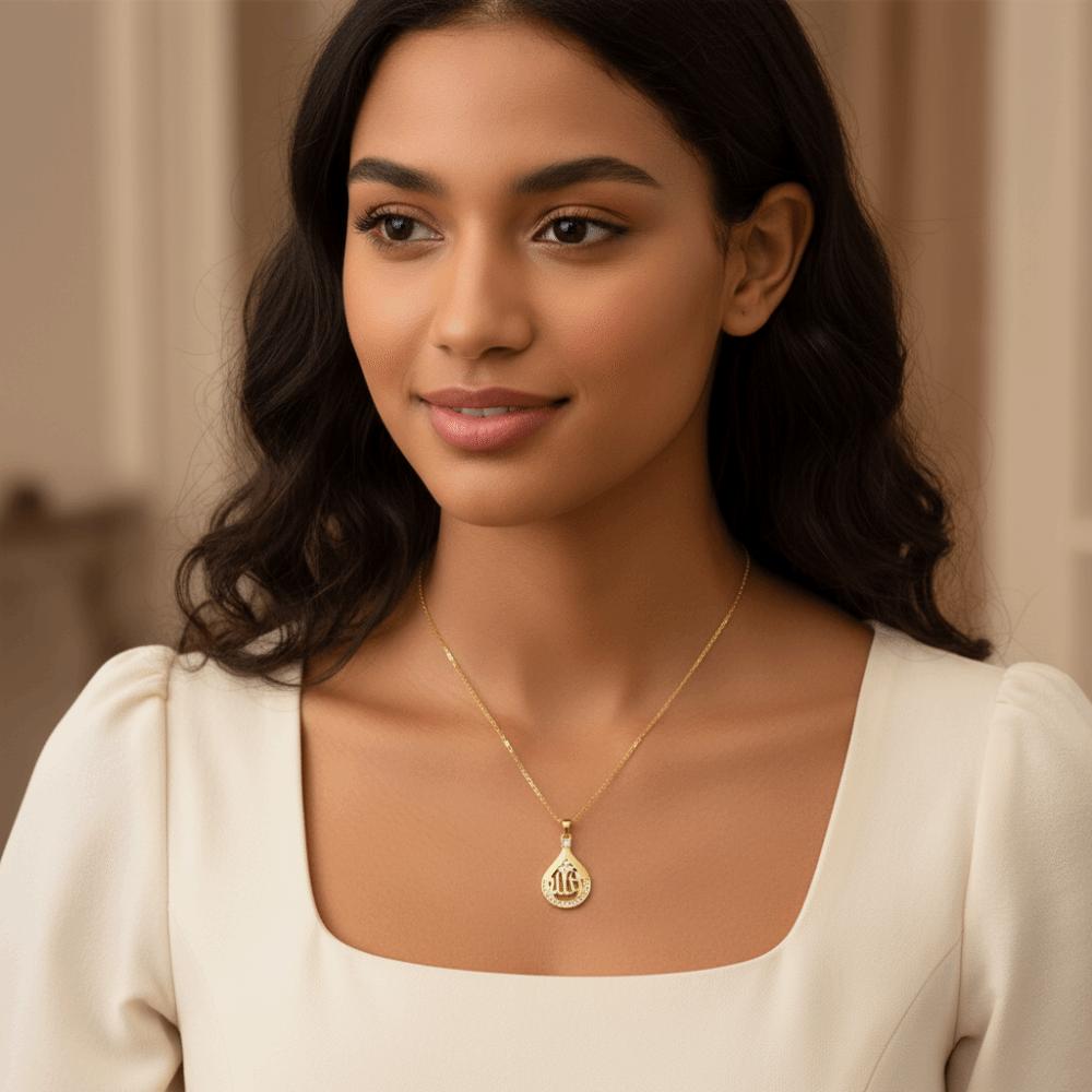 Stainless Steel Chain Islamic Necklace Drop Shape Pendant Quran Necklace Devotional