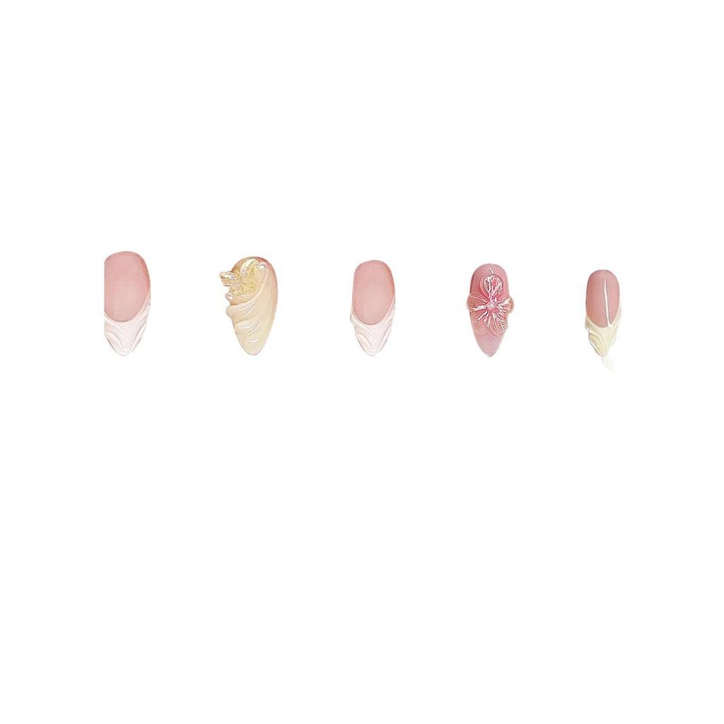 Mandelförmiger Nagellack 3D Dreidimensional Reines Verlangen Blume Schmetterling Abnehmbarer Falscher Nagel Fertigprodukt