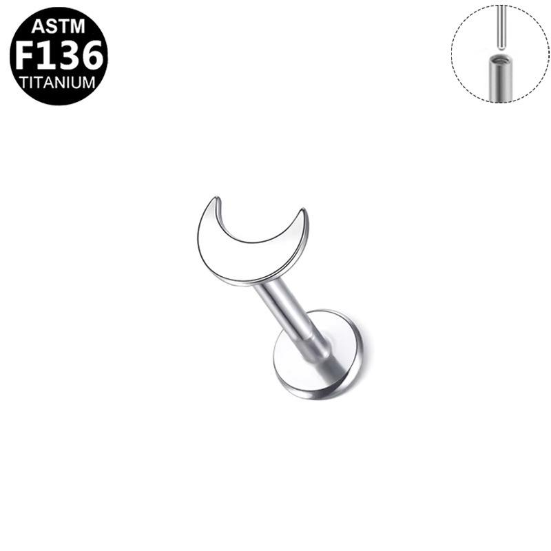 Minimalist F136 Titanium Alloy Moon Lip Stud Earring