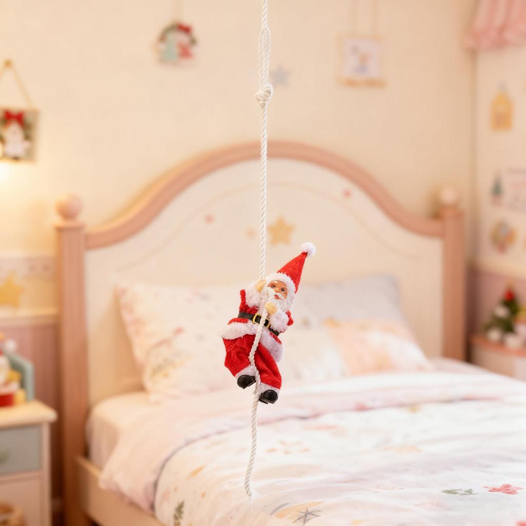 Christmas Tree Decorations Climbing Santa On Rope Holiday Ornament Christmas Tree Santa Claus Pendant For Bedroom Balconies