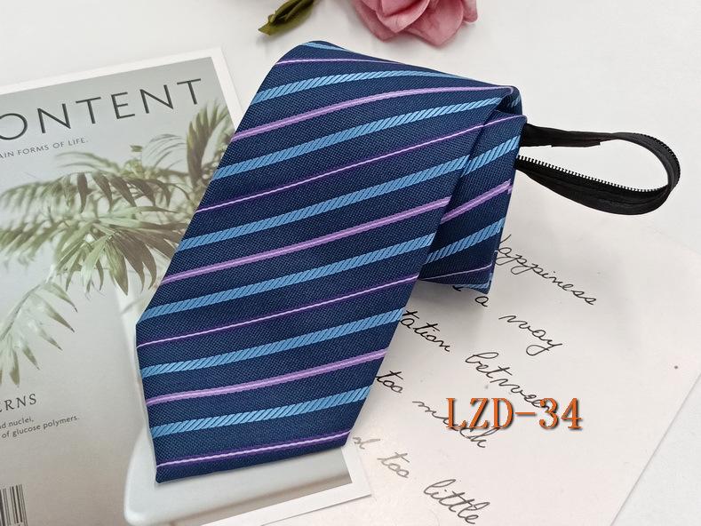 Men's Easy-Pull Knot-Free 8cm Striped Black Zipper Tie