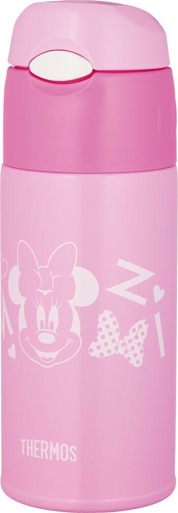 Thermos Vacuum Insulated Straw Bottle, One-Touch, 400ml, Minnie Mouse, Pink Heart, FHL-401FDS PHT