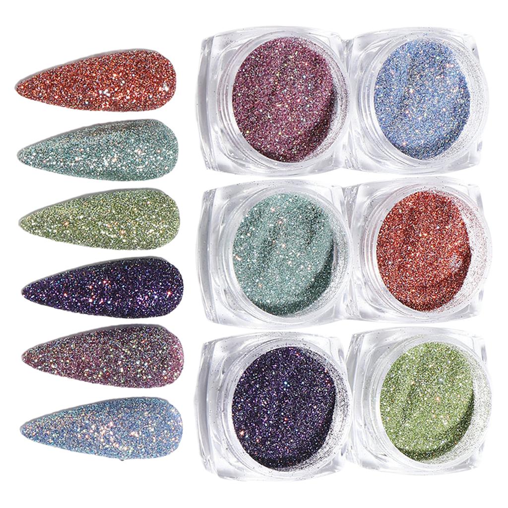 6 Color Nail Powder Set Holographic Glitter Nails Glitter Nail Powders Nails Art Decorations Perfect for Beautiful Nails