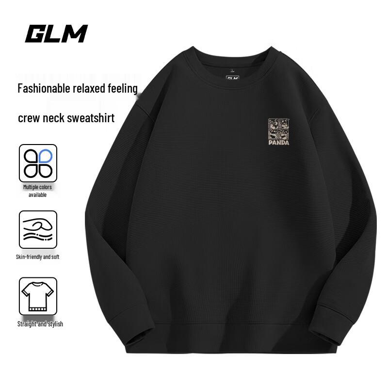 GLM American Style Waffle Knit Panda Graphic Round Neck Sweatshirt