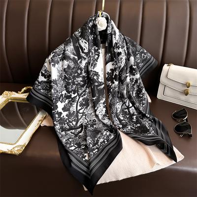 Spring Scarf Women'S Luxury Design Polyester Material Smooth Scarf Soft Shawl Beach 90X90Cm