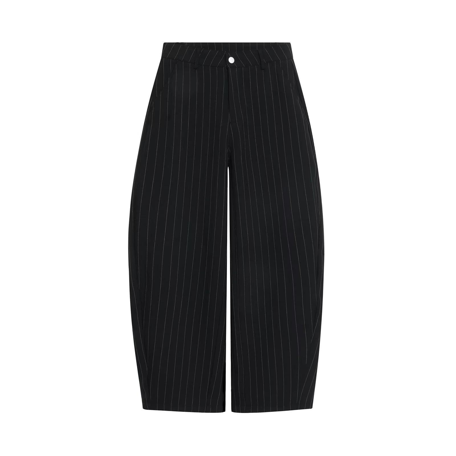 Trendy Harajuku Striped Curve Blade Trousers Large чёрный