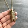 Fashion Retro Insect Cicada Pendant Necklace Metal Unisex Men's Halloween Party Jewelry Gift Accessories