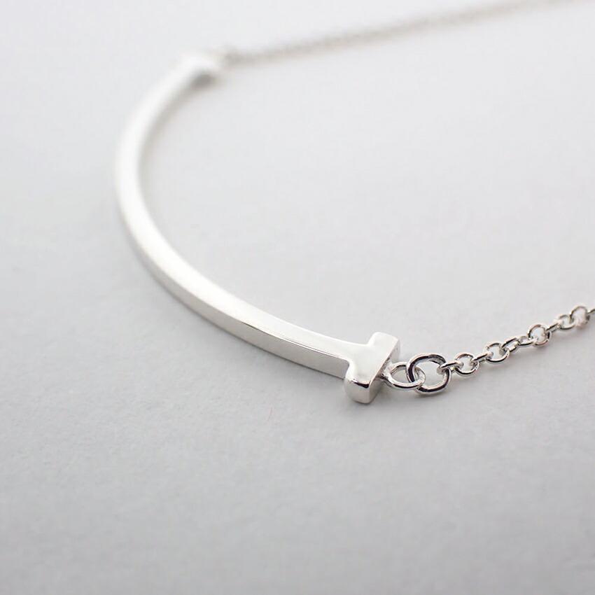 [Pre-owned] TIFFANY 925 T Smile Line Necklace/j54-3