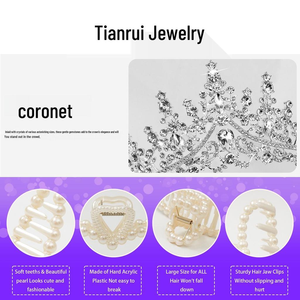 European-American Queen Crystal Alloy Round Crown Wedding Headdress