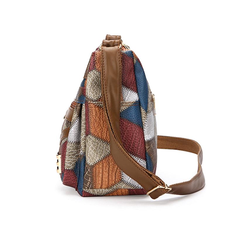Versatile Middle-aged Women's Bag Cross-border Women's Soft Leather Backpack New Fashionable 3D Lattice Large-capacity Messenger Bag