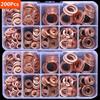 Red Copper Washer Set: 100/200pcs M5-M14 Sealing Gasket Repair Toolbox