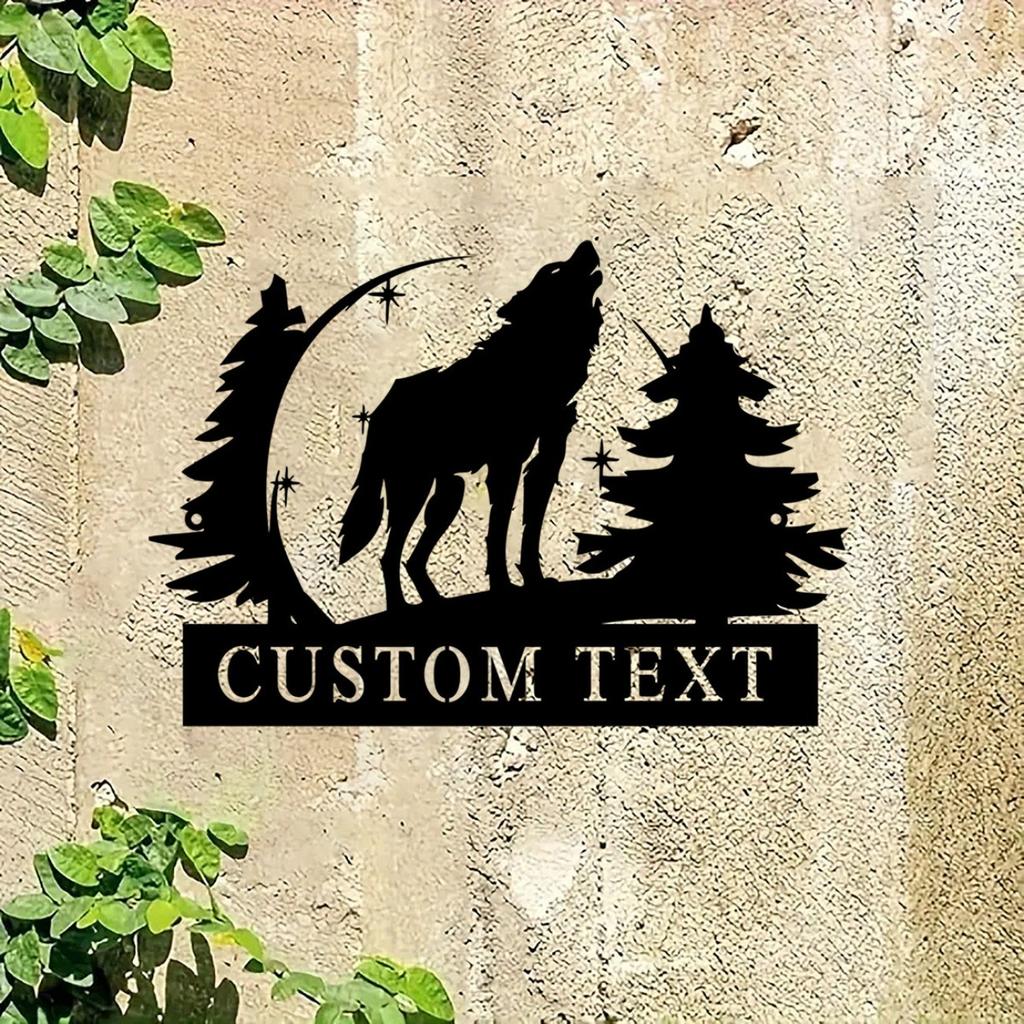 Custom Personalized Howling Wolf Metal Wall Art Home Decor