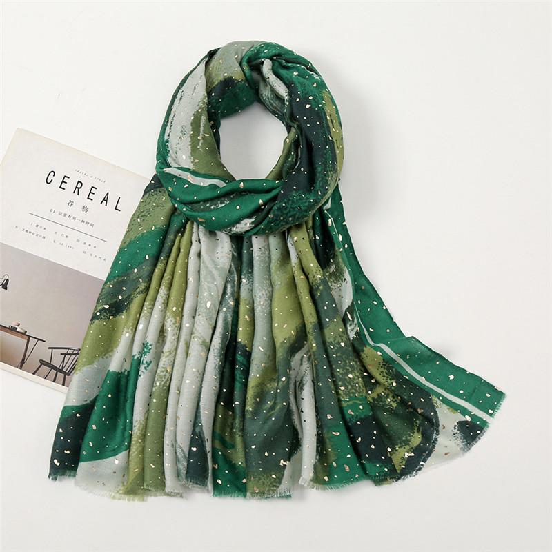 Silver Glitter Geometric Fringe Viscose Shawl Scarf High Quality Print Soft Wrap Pashmina Stole Bufandas Muslim Hijab 180*90Cm