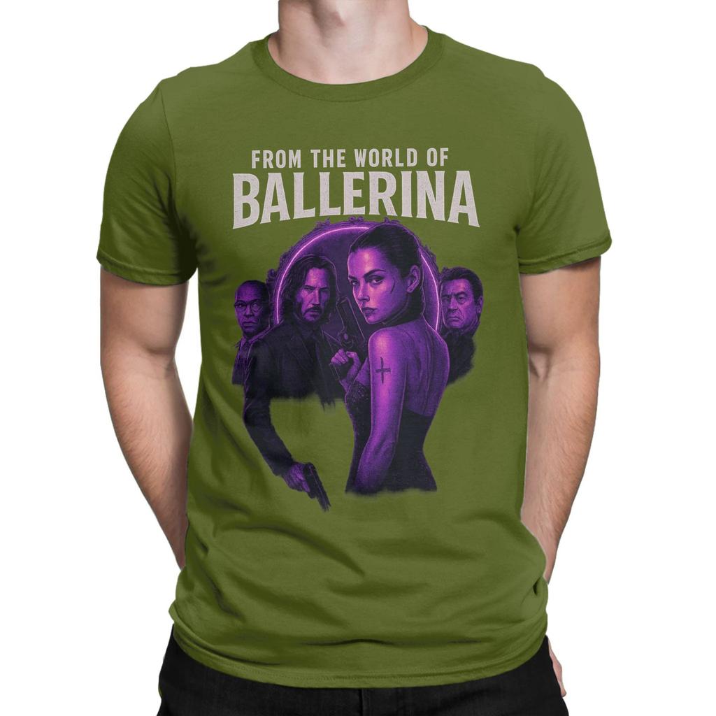 Aus der Welt von John Wick Ballerina 2025 Film T-Shirt Sommer Harajuku T-Shirts Herren 100% Baumwolle Rundhals Große Größen Oberteil T-Shirts Top