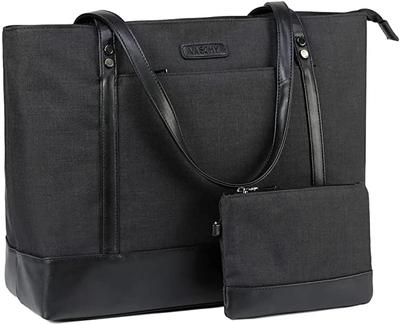 Tote VASCHY Große Kapazität Business A4 Laptop Passend Schulter Shopping Set von Inklusive Koffer Schwarz Damen Tasche, Tasche, Größe, Tasche, 15,6-Zoll Laptop,