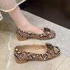 Fashion 2025 High Quality Ladies Shoes Summer Snake Print Square Toe Slip-On High Heels Metal Decoration Fashion Pumps for Office Shoes