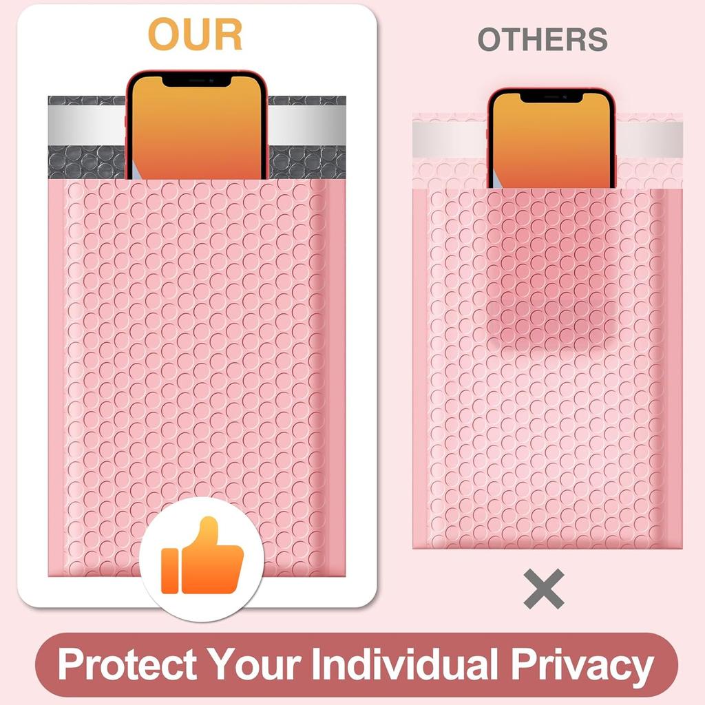 Famagic Bubble Mailers 8.5x12 Inch 25pc Light Pink Shipping Bags, Chic Packaging Bags For Small Business, Colored Padded Mailing Envelopes, Opaque