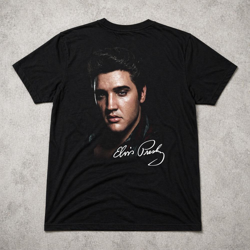 Elvis Presley T Shirt Portrait Rock Legend Tee Adults Kids Black Gift 2XL