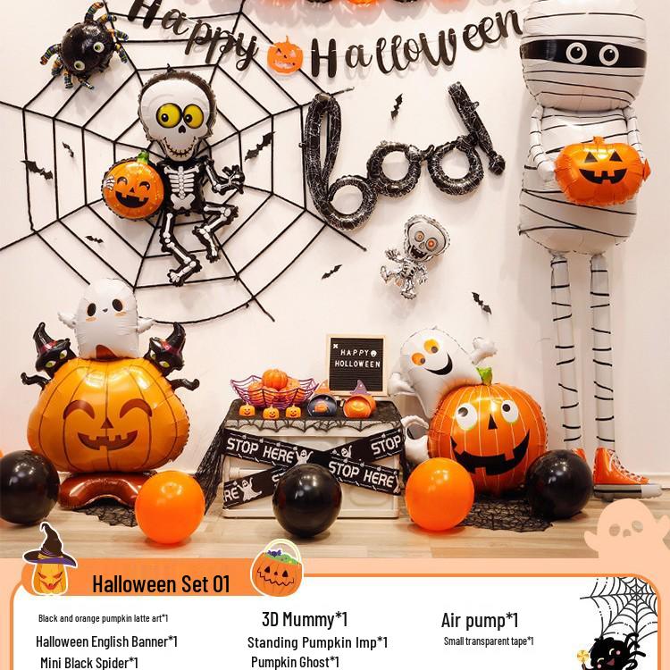 Halloween Balloon Decorations - Pumpkins, Ghosts, Bats, Skulls for Party Ambience