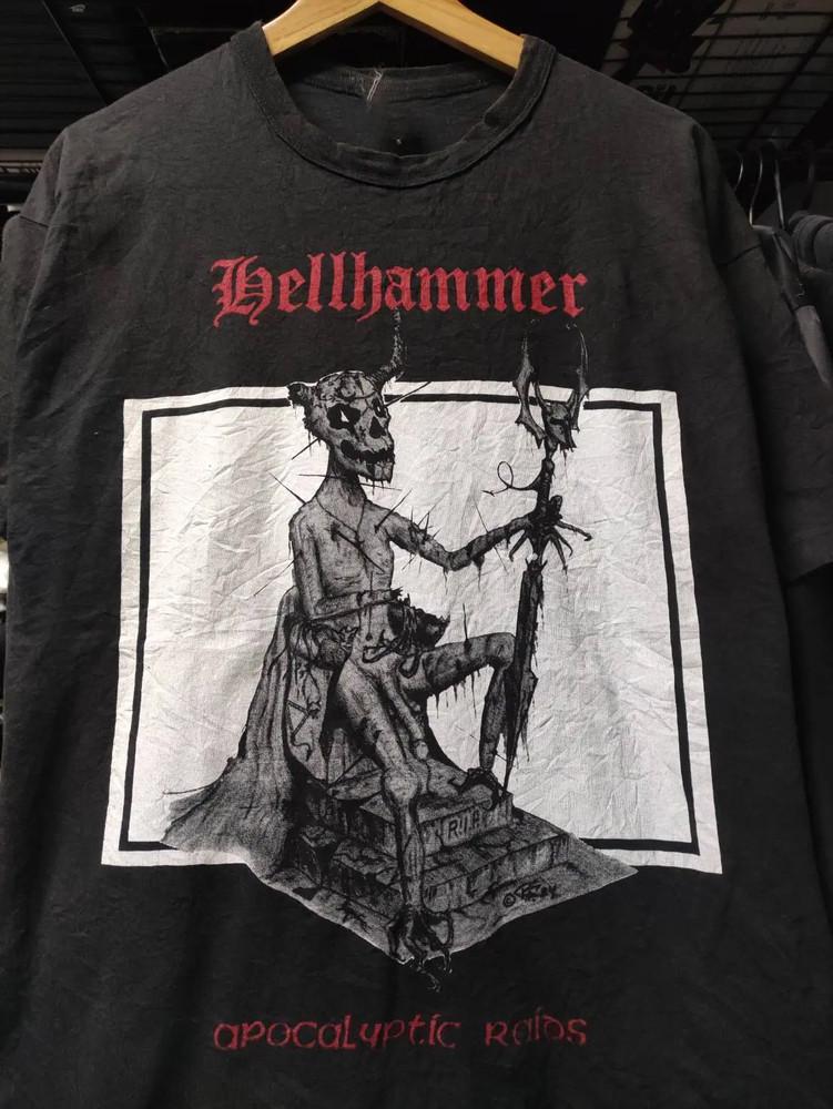 Винтажная футболка Hellhammer Apocalyptic Raids Унисекс Концертная S - 5XL DO378 Унисекс Футболка XXL
