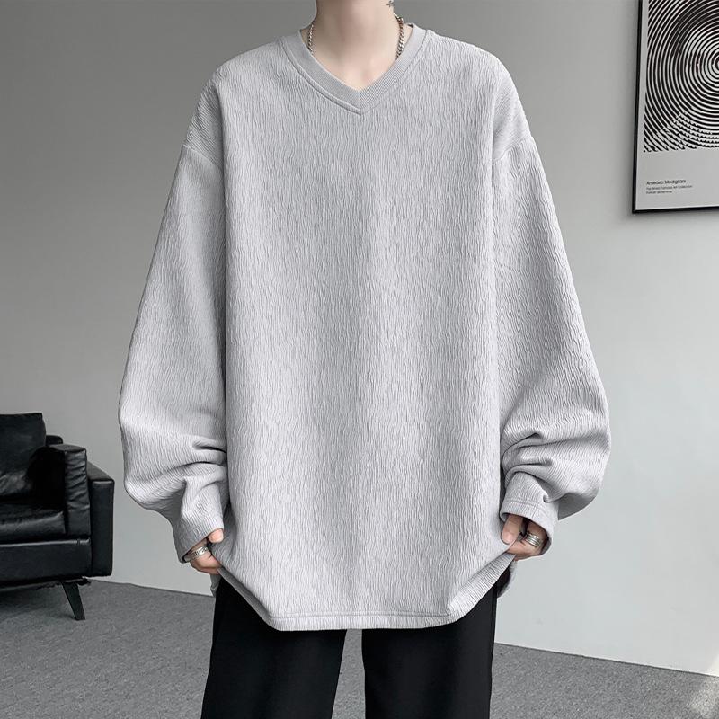 

Новая осенняя трендовая брендовая мужская футболка с длинным рукавом большого размера, базовая футболка 5XL светло-серый