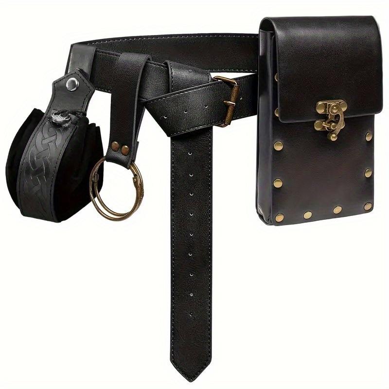 Style Collision! Steampunk Phone Bag with Medieval Leather Belt, the First Choice for Renaissance Cosplay Costume Accessories