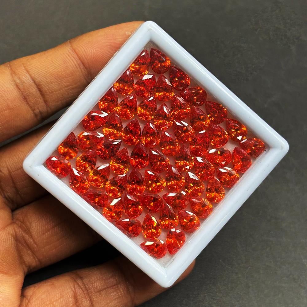 Natural Orange Sapphire Loose Gemstone 7x5 mm 4 pcs Pear Cut Lot September Birthday Birthstone
