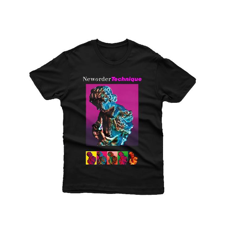 Men's Heavyweight 100% Cotton New Order Band Logo & Technique Print T-Shirt - Retro Music Tee with Iconic Lettering, Short Sleeve Crewneck for