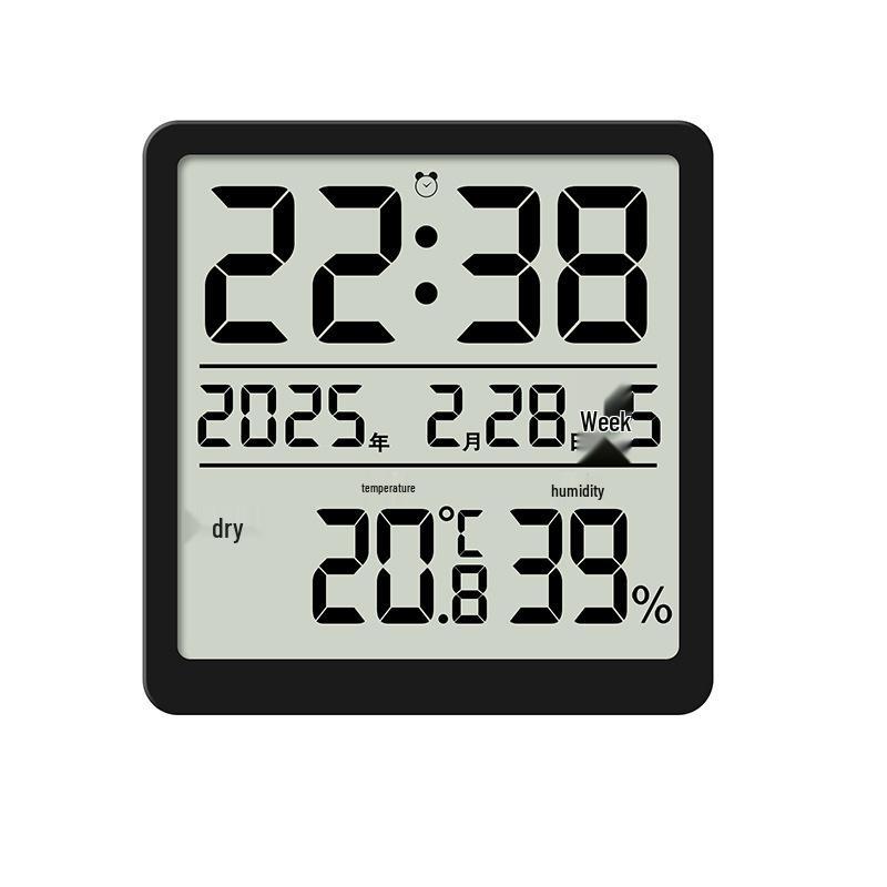Reloj despertador multifuncional ultradelgado: Monitor de Temperatura y Humedad Interior, Termómetro Electrónico, Adherible Magnéticamente al Refrigerador