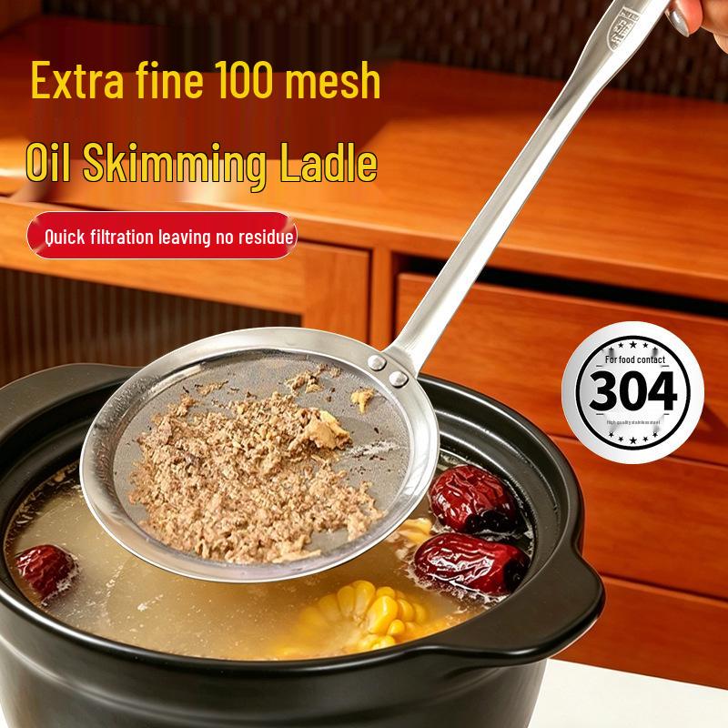 304 Stainless Steel Ultra-Fine Mesh Skimming Spoon for Oil and Foam