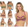 Women Sparkly Belly Dance Tops Beaded Tassels Underwired Bra Music Festival Club Crop Tank Top