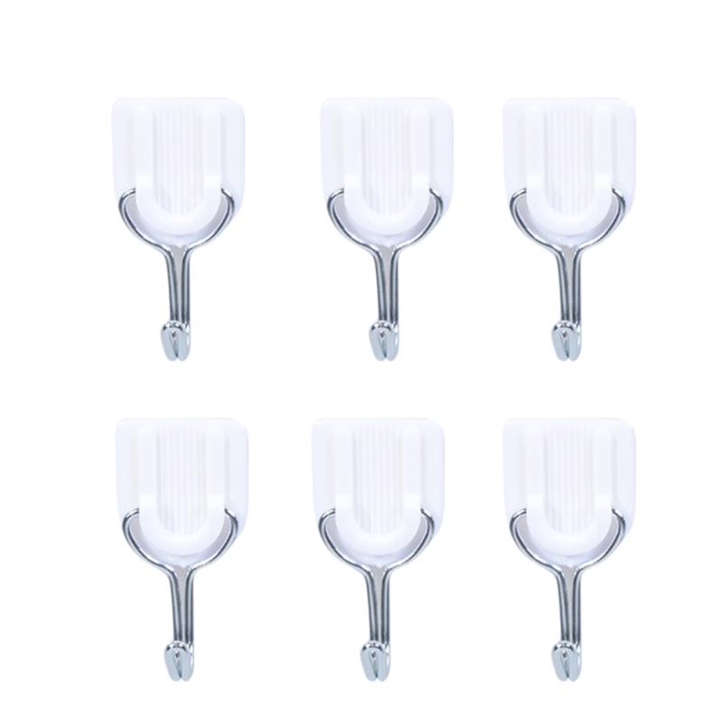 6Pcs/set Traceless Nailless Powerful Viscous Wall Hanging Hook for Kitchen Bathroom