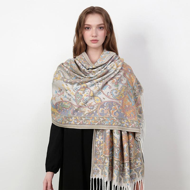 Pashmina Shawl Lady Wrap Warm Winter Scarves Design Print Female Foulard Cotton Stoles Scarf